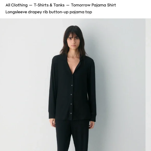 women’s aritzia tomorrow pajama long sleeve top black size medium - Picture 3 of 3